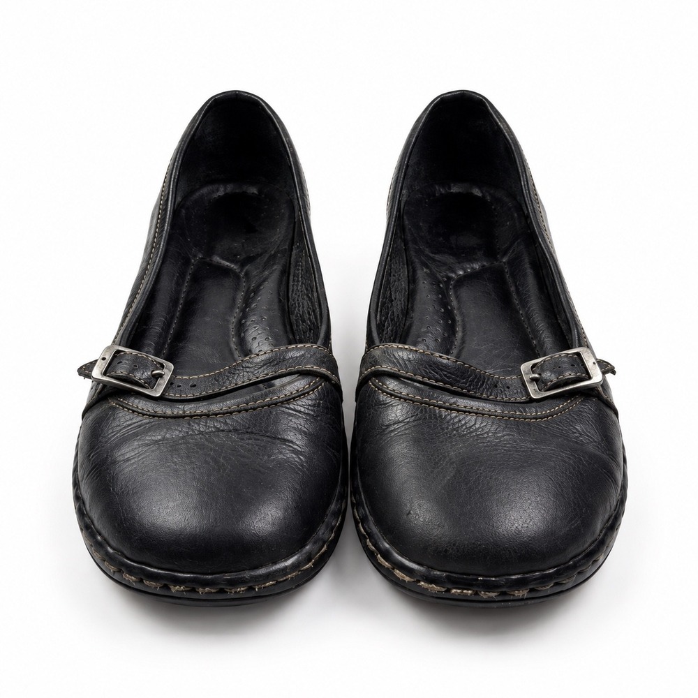 Born Vintage Y2K Black Leather Mary Jane Buckle Strap Flats Women's Size 8